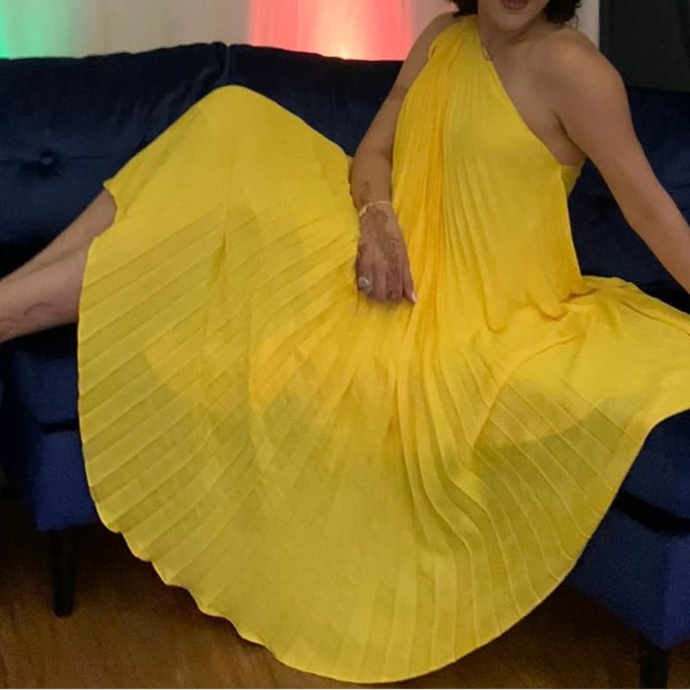 Banana Republic Yellow One Shoulder Cocktail Dress